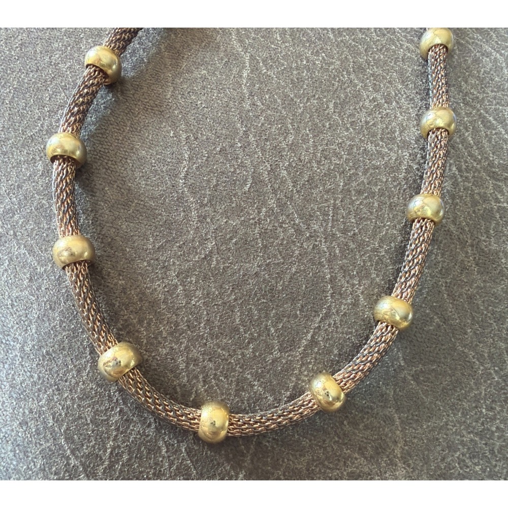 Gold-Tone Beaded Mesh Necklace